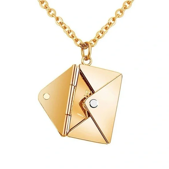 Gold Love Letter Charm Necklace, Stainless Steel Mama Chains - Picture 2 of 3